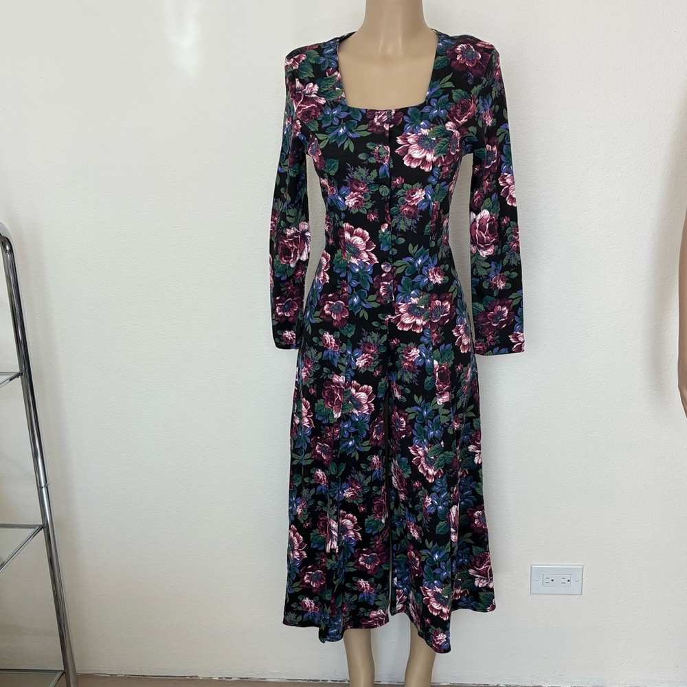 Vintage 80s/90s Contempo Casuals Floral Wide Leg Jumpsuit